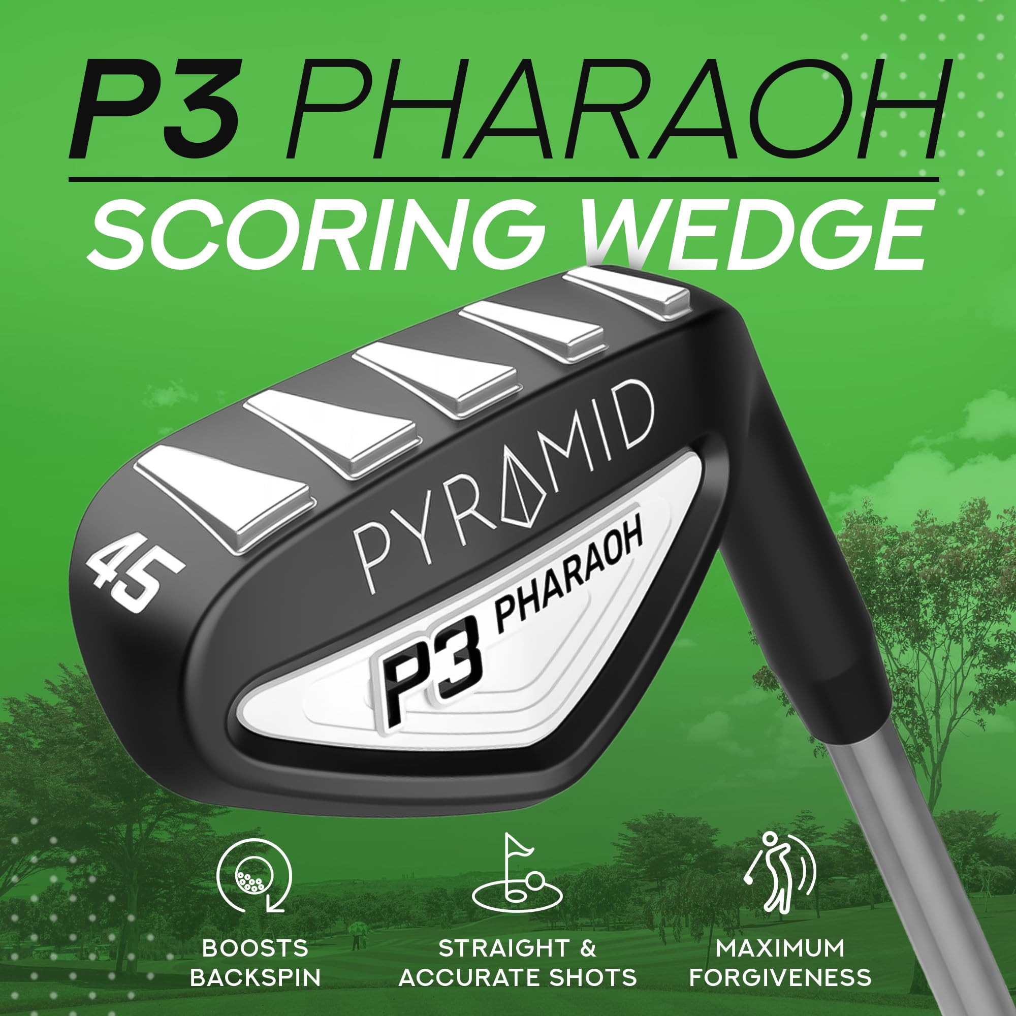Pyramid P3 Pharaoh Wedge – Präzisions-Golfkeile mit Anti-Chip-Sohle und anpassbarem Loft, Pitching-Keil-Set für rechte Hand, Pro-Level-Spin für fortgeschrittene und ältere Golfer