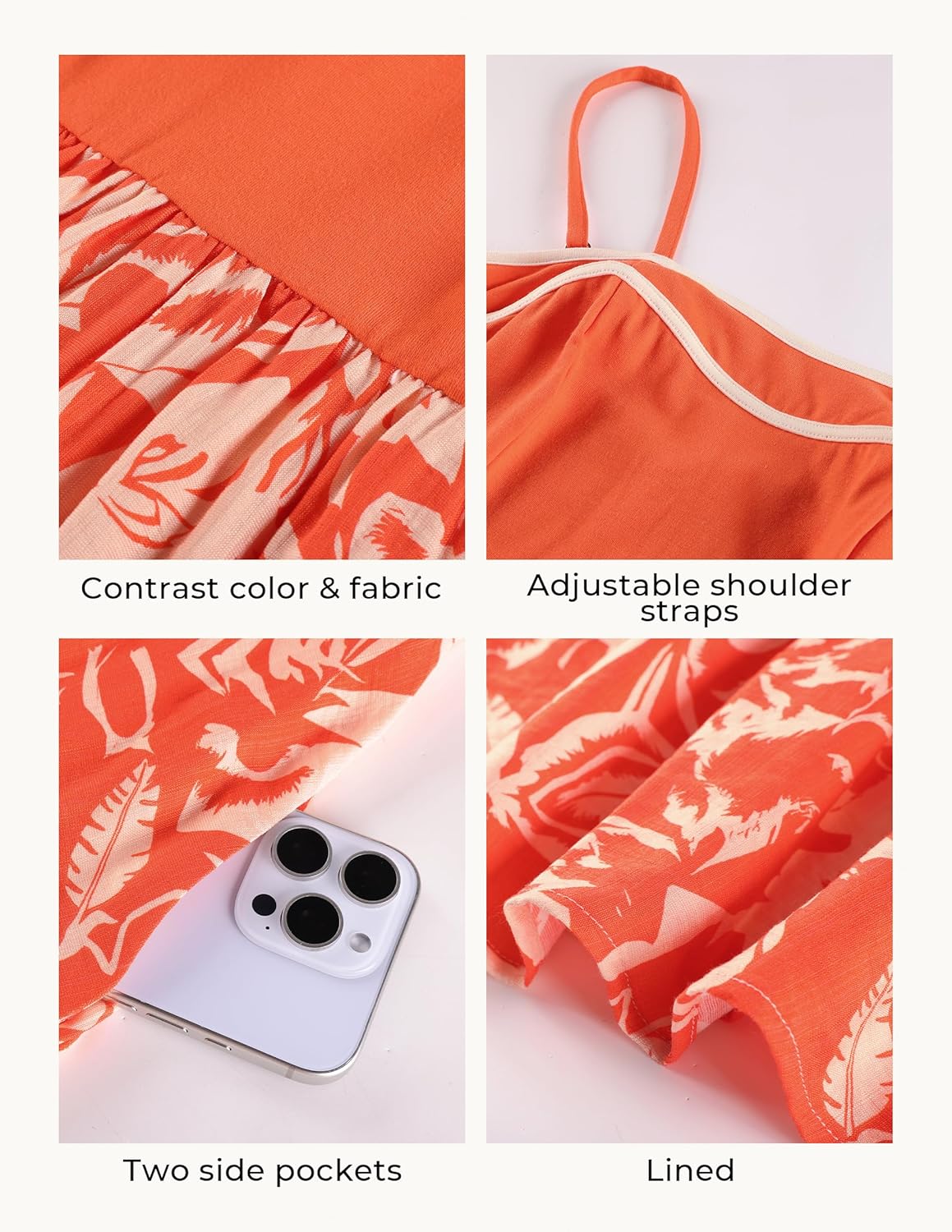 GRACE KARIN Summer Dresses for Women 2026,Color Block Floral Maxi Dress,Spaghetti Strap A Line Dresses with Pockets - Image 3