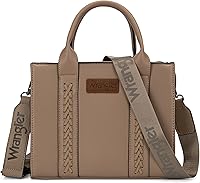 Wrangler Medium Tote Bag for Women - Lychee Pattern Vegan Leather Satchel with Whipstitch Guitar Strap