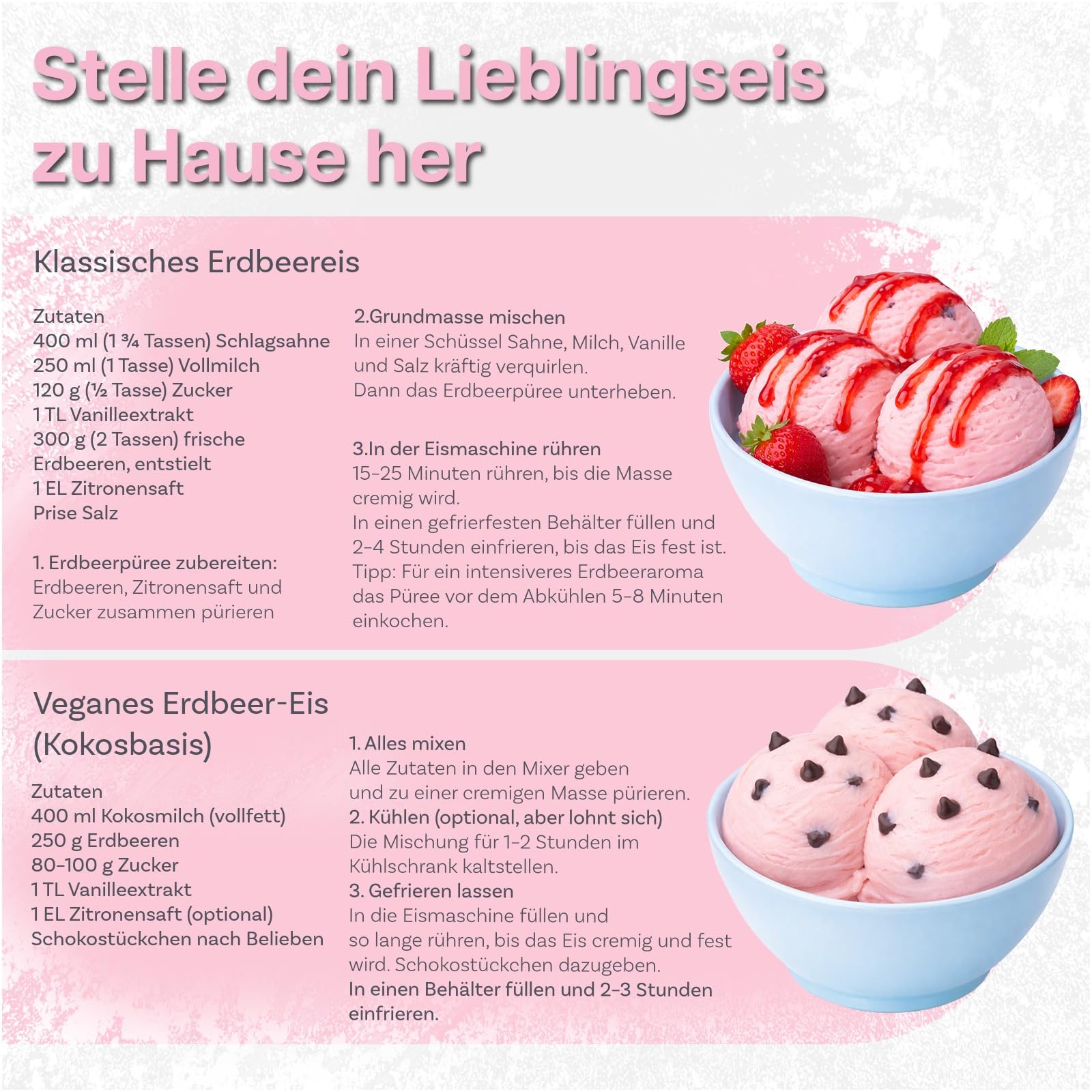 Eismaschinen-Aufsatz für KitchenAid StandMixer – Kompatibel mit KitchenAid 4,5QT, 5QT & 6QT Tilt-Head und Bowl-Lift Mixern – 1,9L Eisschale für Eiscreme, Sorbet, Gelato und Frozen Joghurt