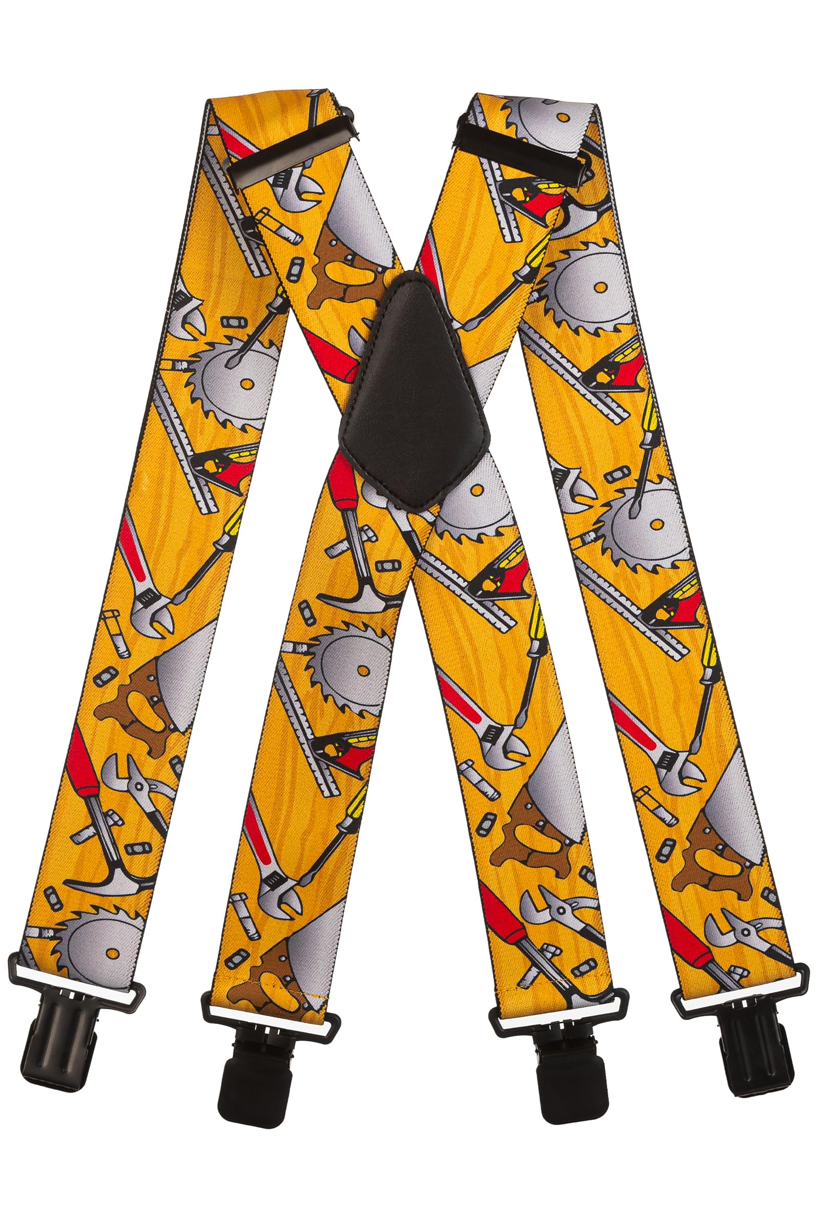 Olata Heavy Duty Tool Pattern Braces/Suspenders - Yellow, 5cm - X-Shape
