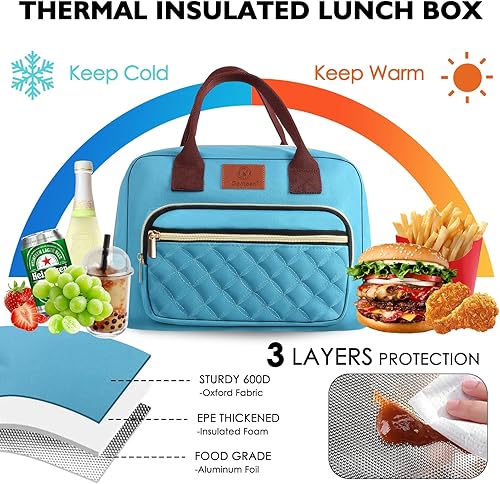Miniatura 6 de Genteen Lonchera para mujeres, loncheras aisladas para adultos, reutilizables, lindas bolsas de almuerzo para el trabajo, lonchera de alta capacidad