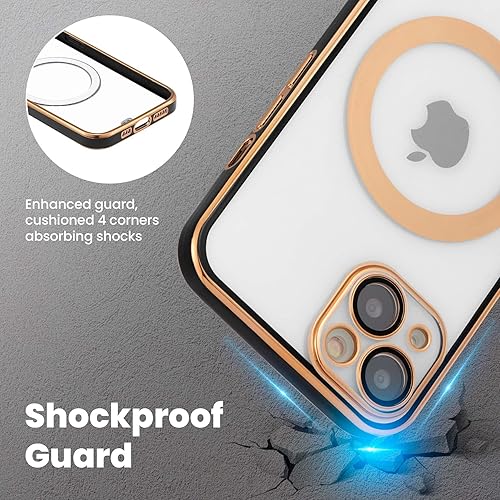 Miniatura 7 de ZCDAYE Funda magnética para iPhone 13, iPhone 13 compatible con MagSafe, protector de lente TPU suave transparente, galvanizado, a prueba de golpes,