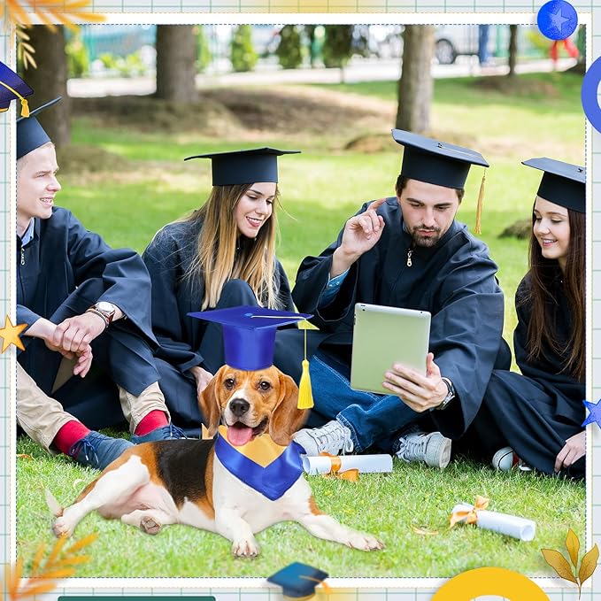 Traje de Graduación para Perro Huhumy con Gorro y Pañoleta Azul Talla L miniatura 6