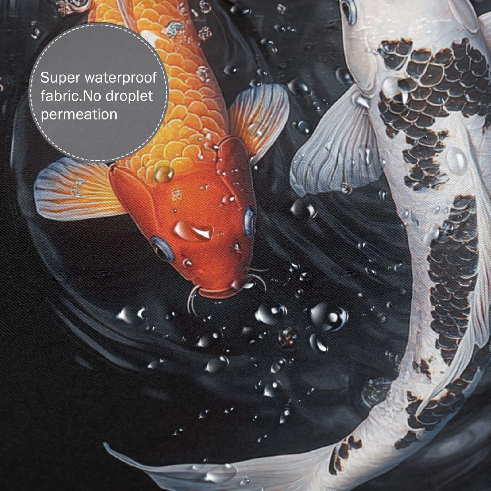 Cortina de ducha japonesa con diseño de pez koi, tela impermeable con 12 ganchos, 72 x 72 pulgadas, lavable a máquina