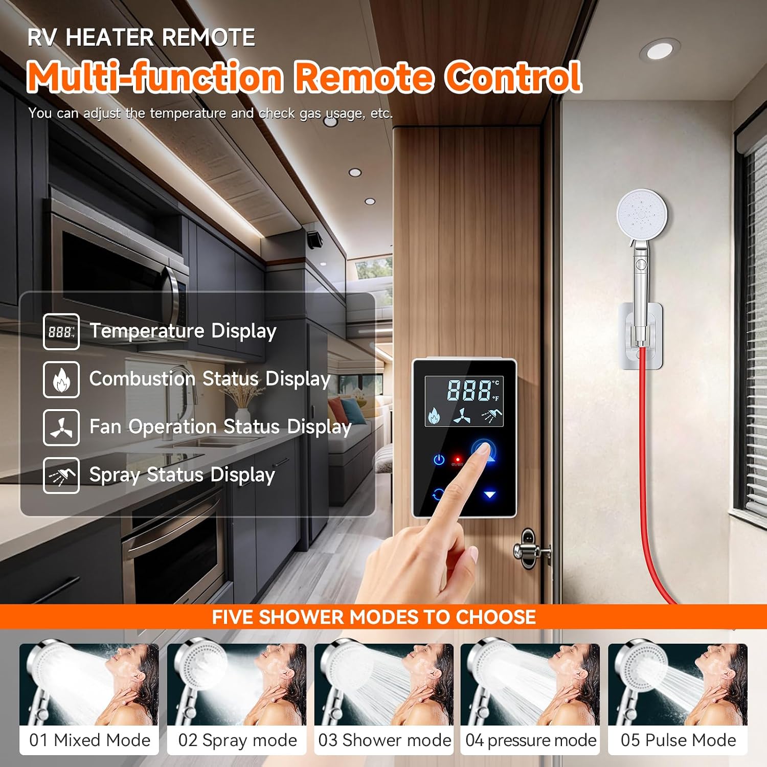 RV Tankless Water Heater, 61,000 BTU On Demand Instant Propane Gas RV Tankless Hot Water Heater with White Door and Remote, 3.9 GPM, 12V，Multi-Protection for RVers' Everyday Use
