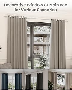 Box Space Curtain Rods for Windows 28 to 42 inches, 6/8 inch Diameter Adjustable Length End Cap Style Curtain Rod Set, Decorative Curtain Rod with Brackets - Silver