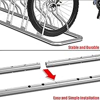 Vista 3 de Simple Houseware - Soporte de almacenamiento ajustable para 5 bicicletas, aparcamiento para suelo, color plateado