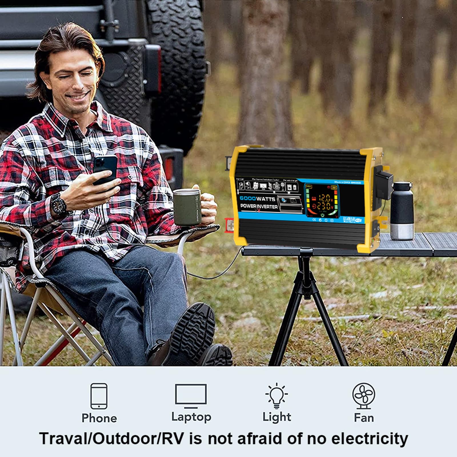 Zestaw monokrystalicznych paneli słonecznych o mocy 100 W z lekkim falownikiem do pojazdów kempingowych, kempingowych i łodzi(Black,100W)