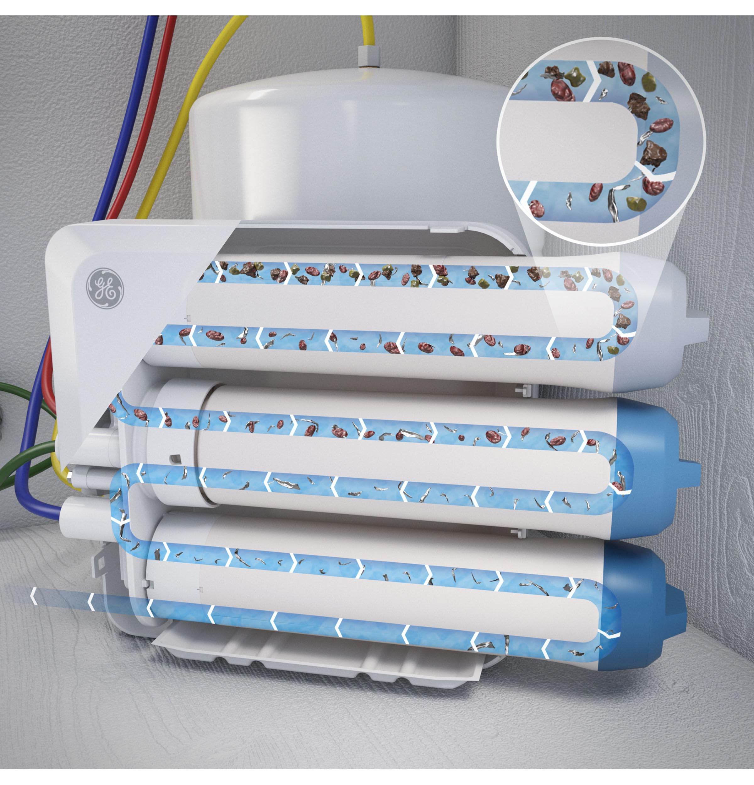 Filtro de membrana GE compatible con sistemas de filtración selectos GE debajo del fregadero, incluyendo GXRQ18NBN, GNRQ18NBN, GXRV40TBN, reemplazar cada 12 meses, FQ18MN