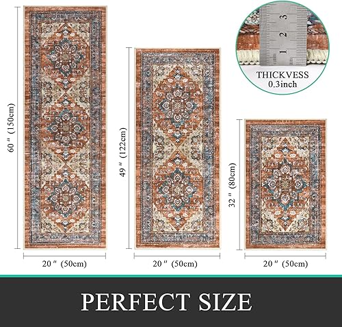 Miniatura 2 de Bsmathom Juego de alfombras de cocina de granja de 3 piezas con corredor, juego de alfombras y tapetes de cocina antideslizantes lavables para