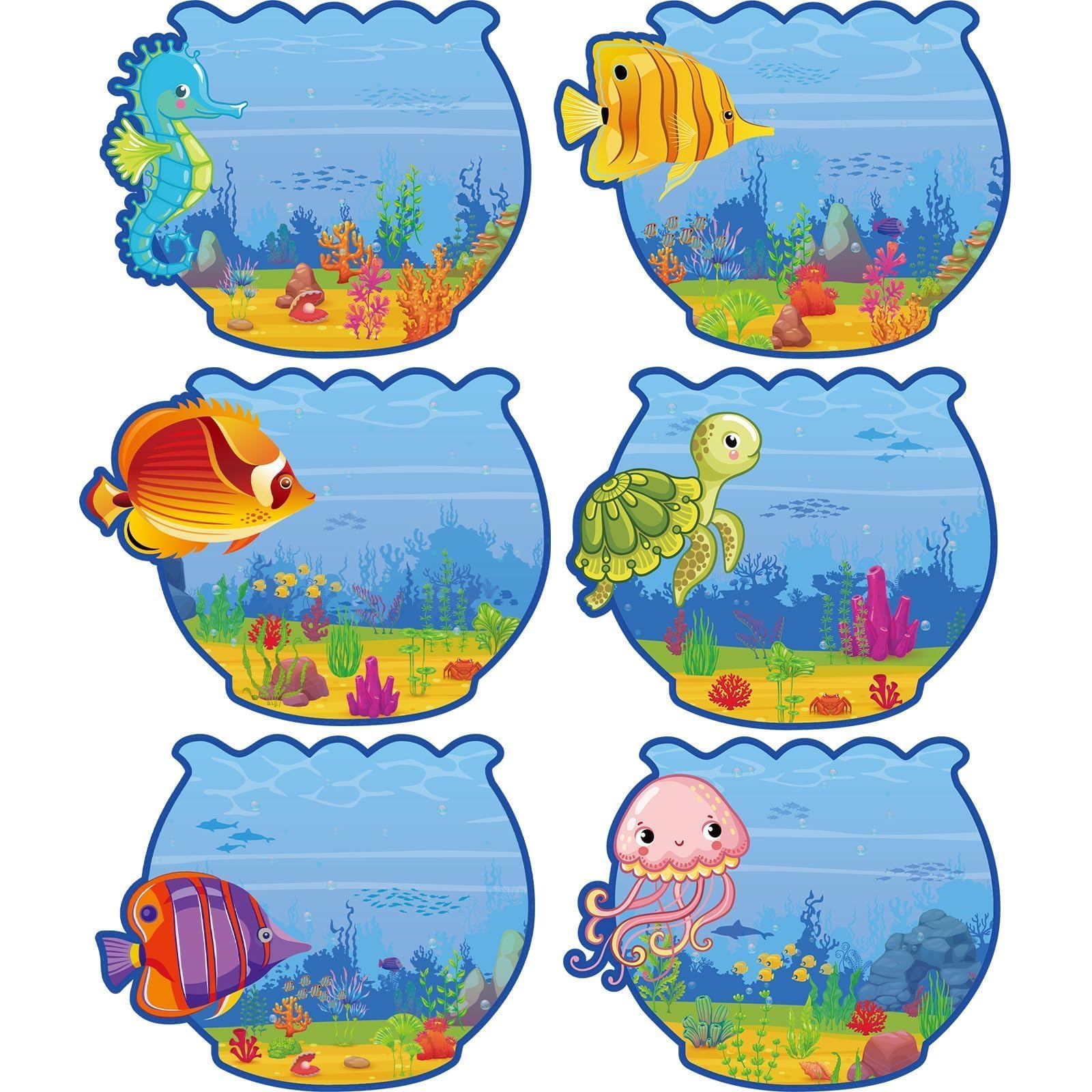 ‎Qyeahkj 120 pcs Ocean Themed Desk Name Tags Decoration Colorful Sea Animals Adhesive Name Labels Cute Stickers for Kids Bulletin Board Desks