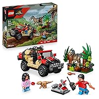 LEGO Jurassic World Fuga dal Raptor sul Fuoristrada - Include 2 figure di Dinosauro Giocattolo