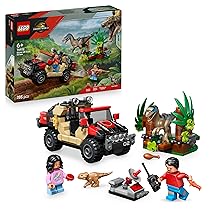 LEGO Jurassic World Fuga dal Raptor sul Fuoristrada – Include 2 figure di Dinosauro Giocattolo, una Macchina e 2 Minifigure – Regalo per Bambini e Bambine da 6 Anni Fan del Film La Rinascita – 76972