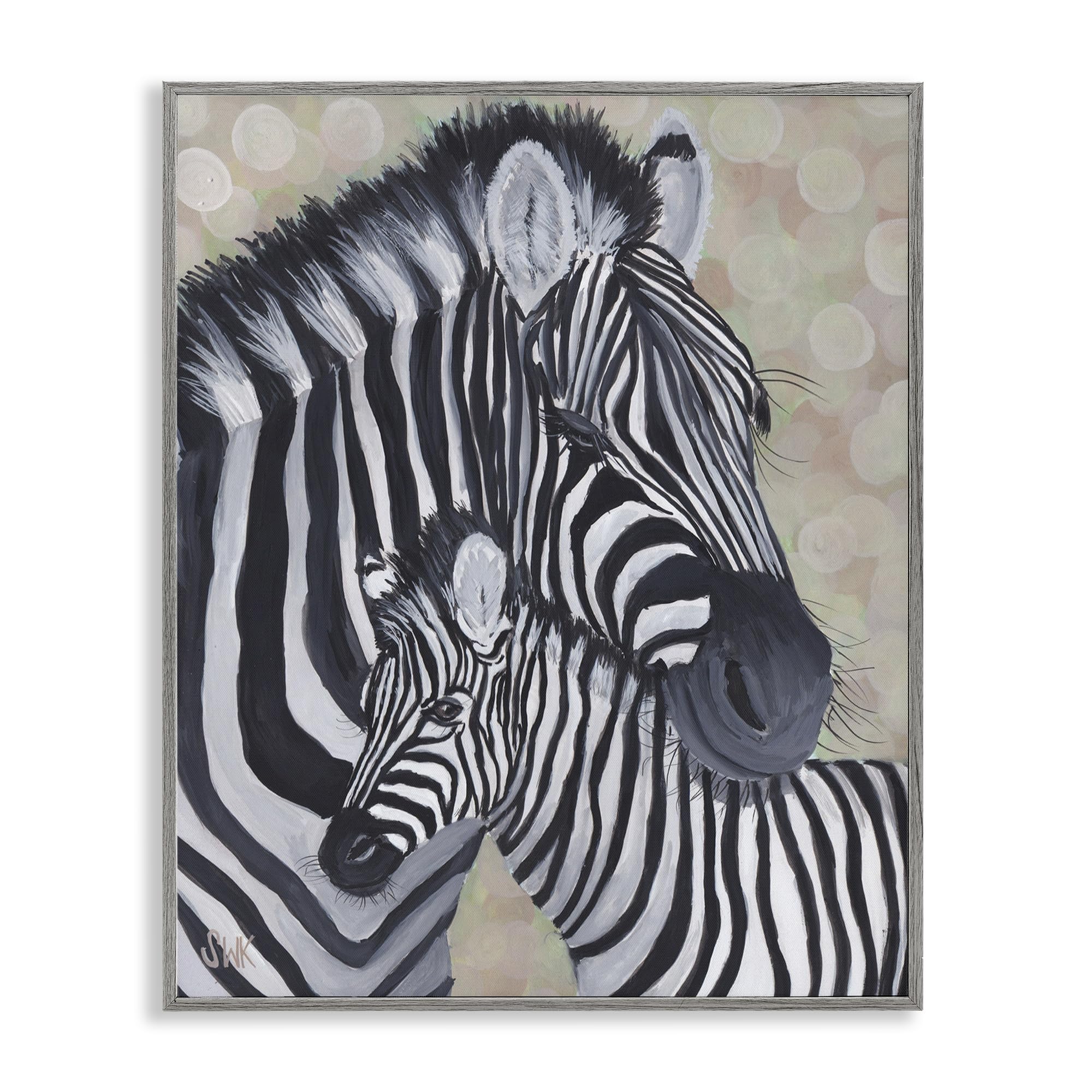 Stupell Industries Farmhouse Gray (Textured) 'Mama Zebra & Her Foal'| Framed Giclee Art