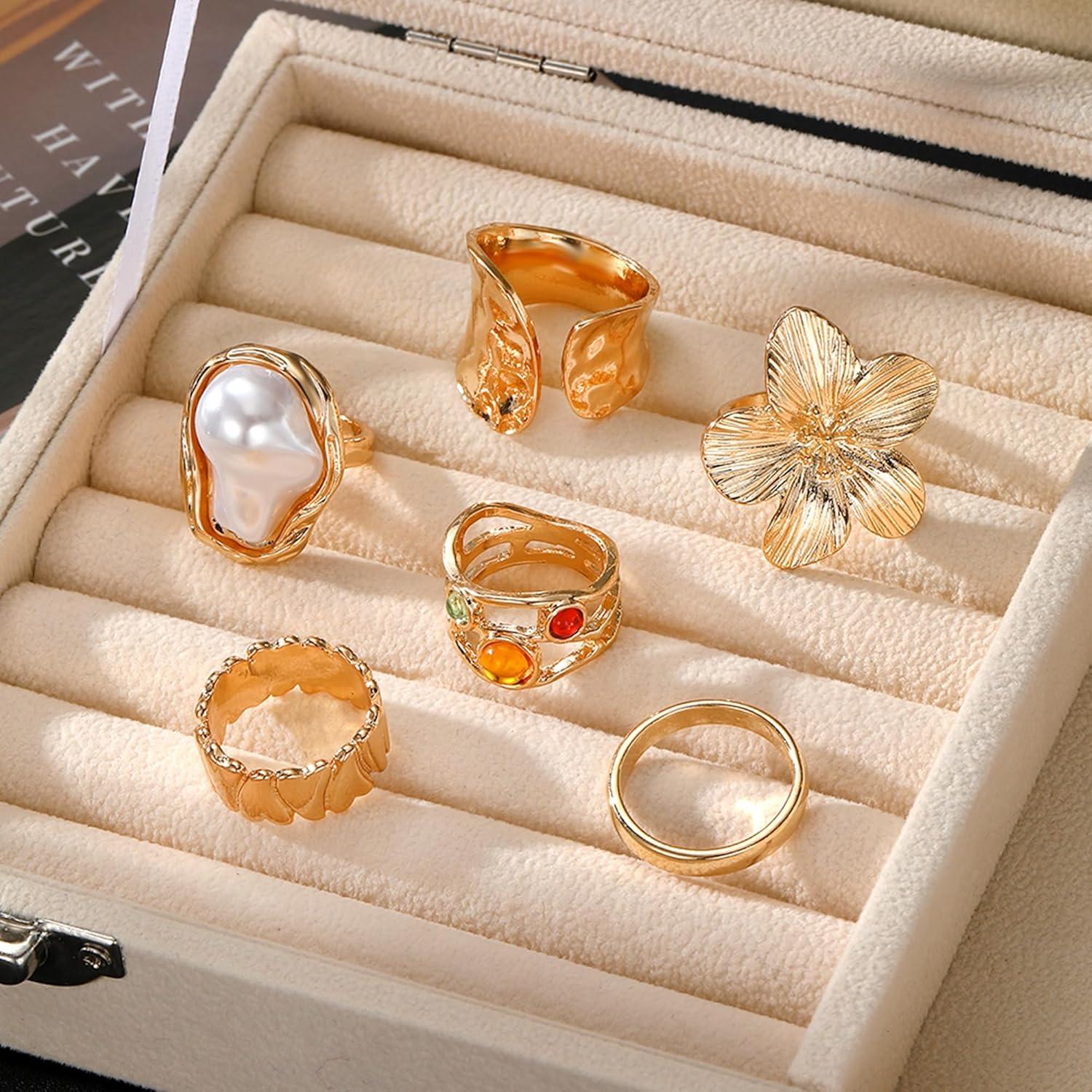 7 PCS Silver Stackable Rings Set for Women Vintage Antique Silver Rings for Women Imitation Turquoise Boho Rings Set Fashion Jewelry Gifts - Image 8