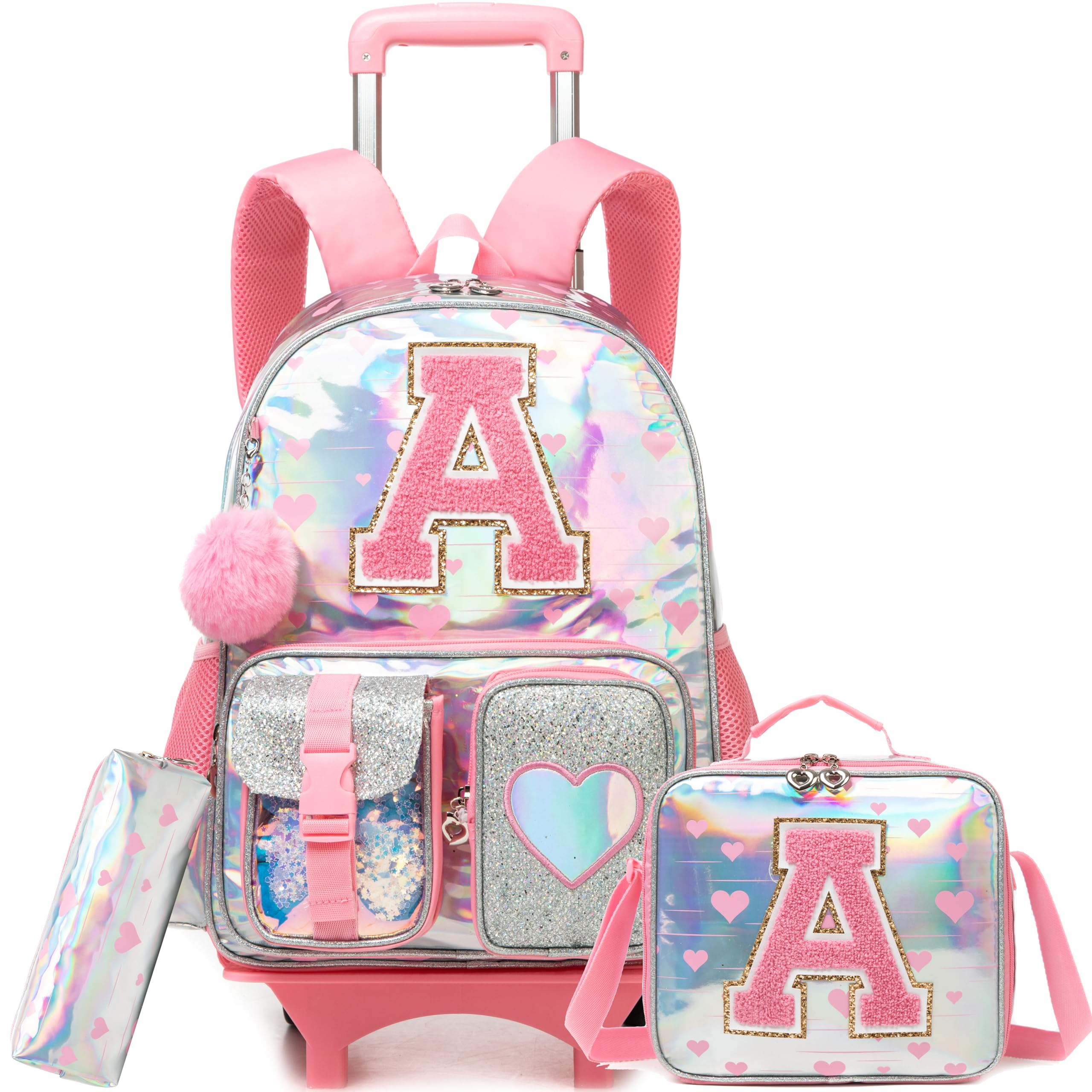 Meetbelify Multi Pocket Rolling Backpack for Girls Backpack with Wheels for Elementary Student