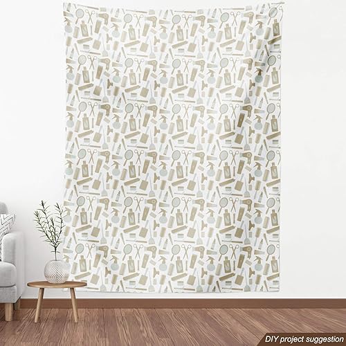 Miniatura 4 de Ambesonne The Yard, tela de color neutro de The Yard, herramientas temáticas de peinado de cabello, patrón de cepillo Coiffure para impresión de