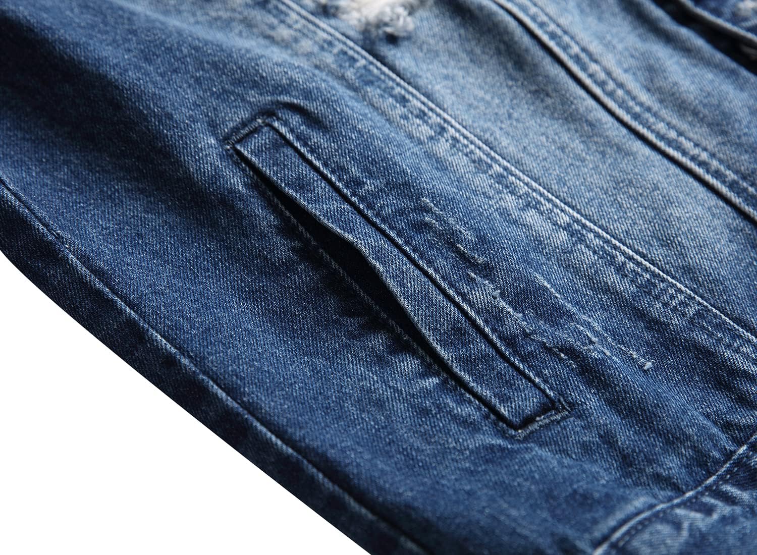 QIMYUM Jean Jacket For Men, Distressed Slim Denim Jacket - Image 8