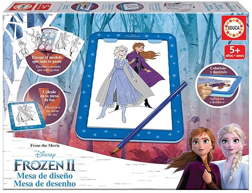 Educa - Mesa de Diseño Frozen 2 | Dibujos Disney para Niños | Dibuja y Decora con Elsa | Mesa Creativa Luminosa Disney | Juego Educativo para Niños a Partir de 5 Años (18369)