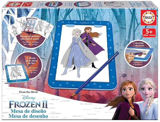 Educa - Mesa de Diseño Frozen 2 | Dibujos Disney para Niños | Dibuja y Decora con Elsa | Mesa Creativa Luminosa Disney | Juego Educativo para Niños a Partir de 5 Años (18369)
