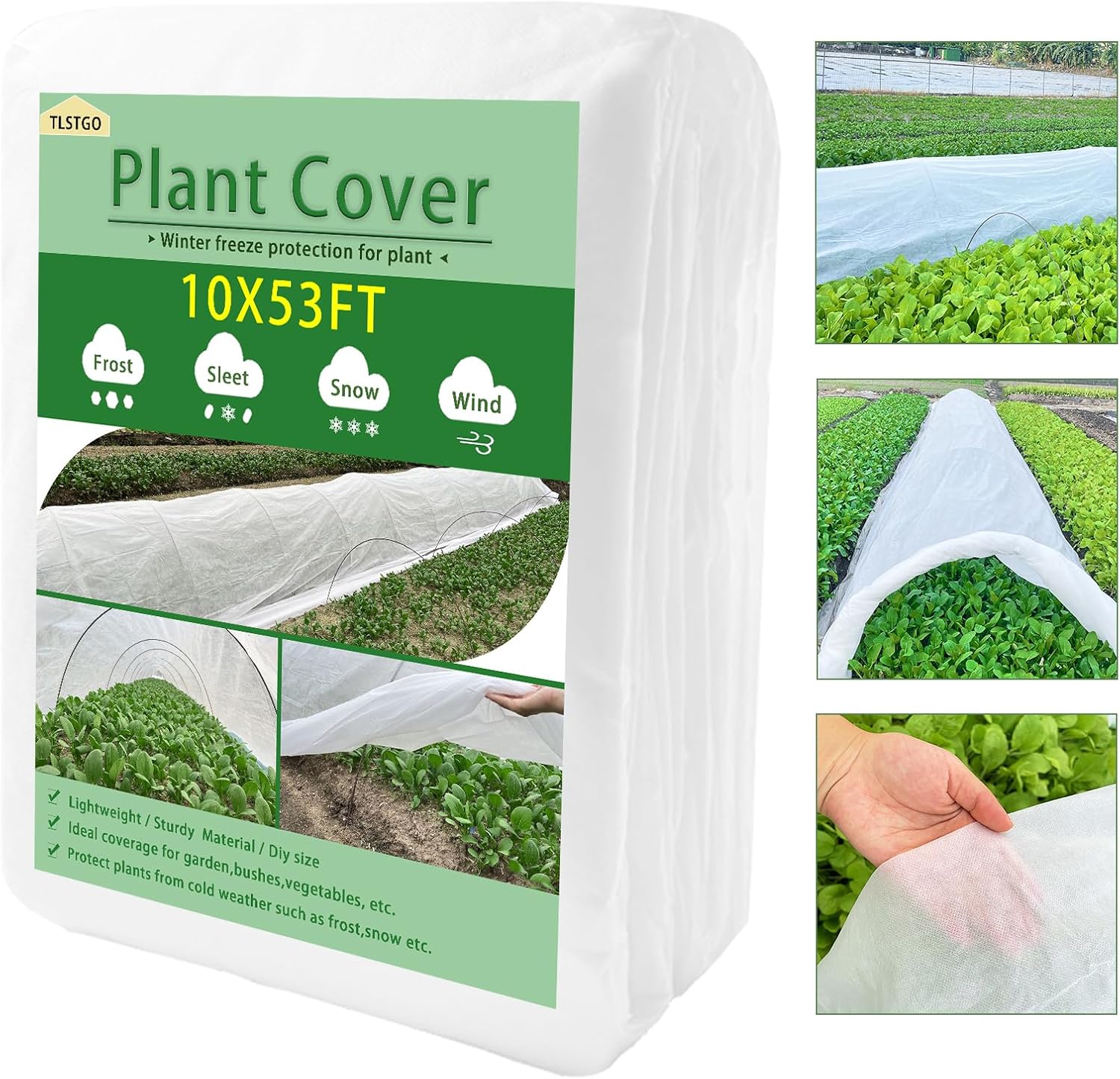 Garden Covers Freeze Protection,10X53Ft Large Frost Cloths for Outdoor Plants Winter Floating Row Cover Vegetables Plant Cover Cold Weather Plants Frost Blanket Plant Covers Freeze Protection