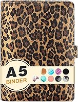 Vista 21 de Carpeta A6 recargable de piel sintética con 6 anillas, cubierta para cuaderno pequeño para papel de relleno A6, cubierta de planificador personal