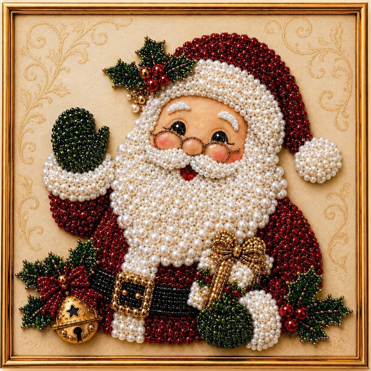 DIY Christmas Pearl Diamond Painting Art Kit with Frame