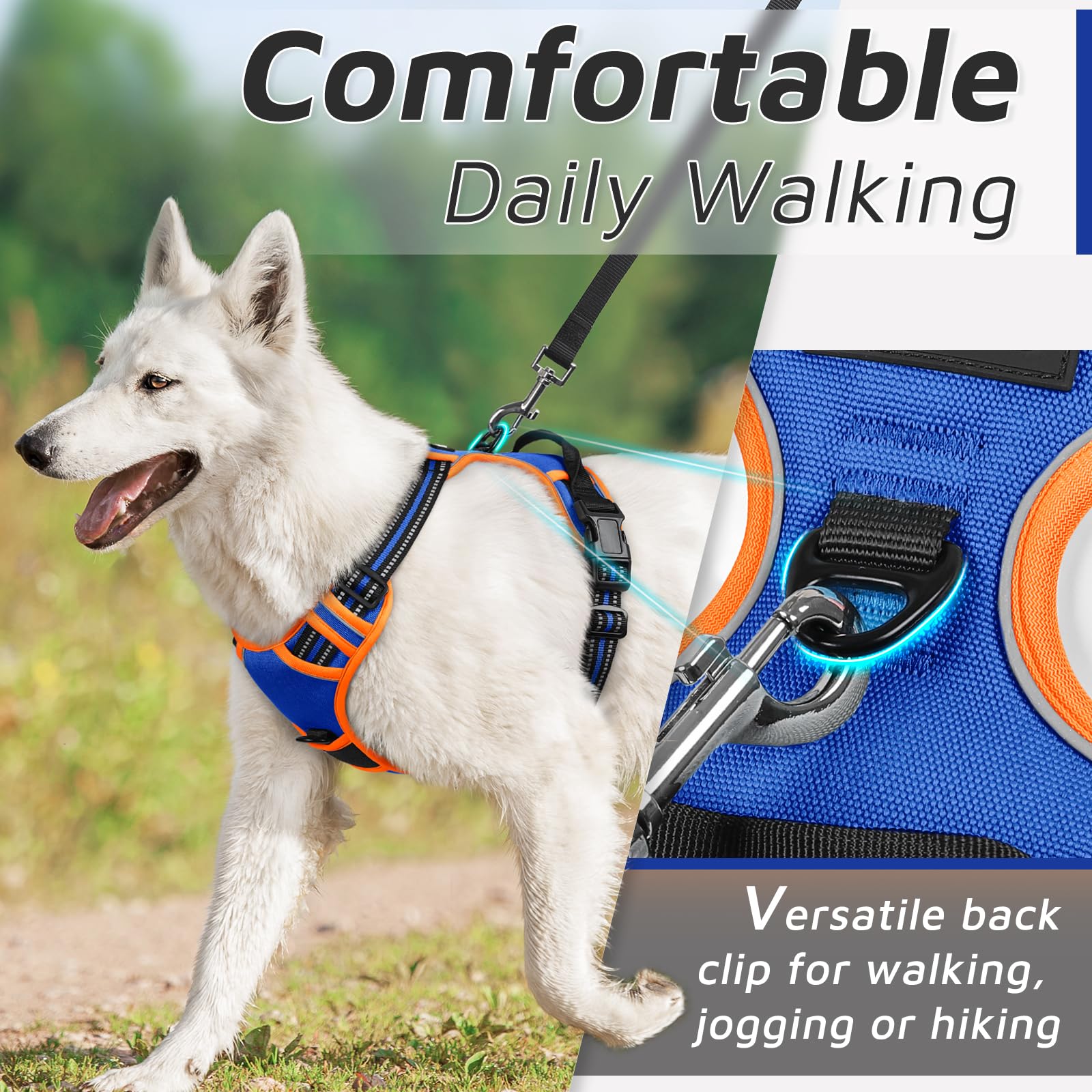 Eagloo Dog Harness Medium, No Pull Harness with Front Back Clips, Adjustable Dog Walking Vest, Soft Padded Pet Vest - Image 4