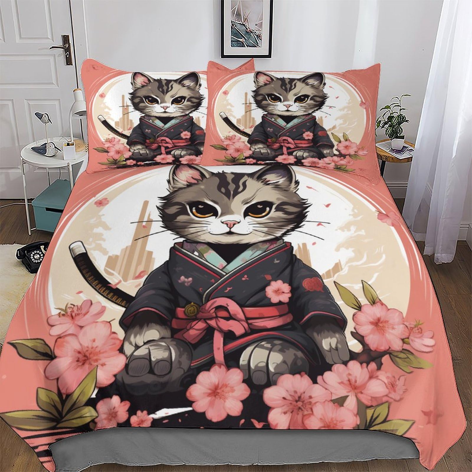 Parure de lit Samurai Chat hypoallergénique contre les allergies