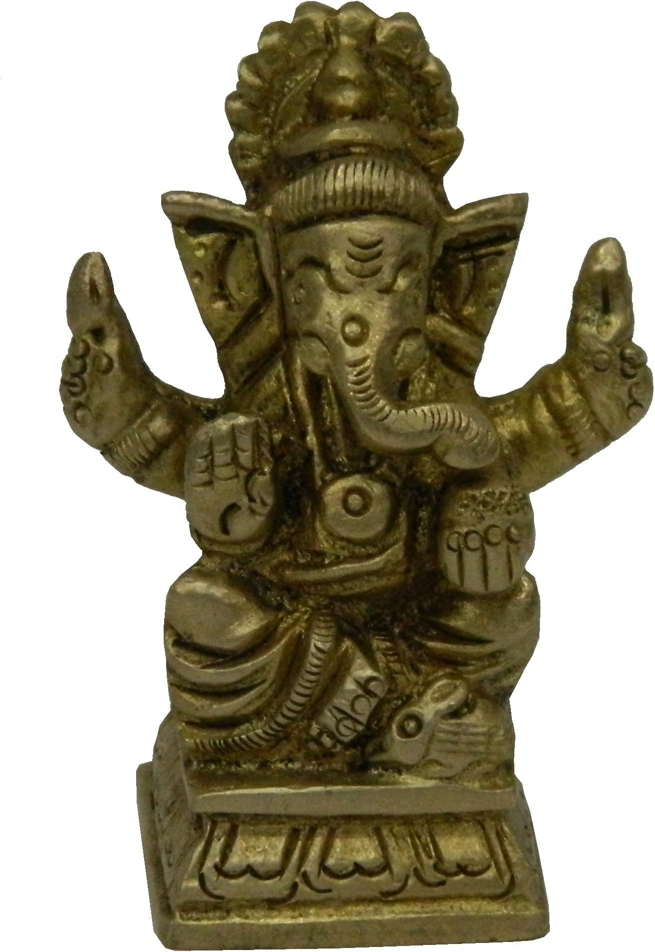 Bharat Haat Brass Metal Ganesh (Son of Shiva) Sitting in Blessing Position on Bajath and Incredible Artist BH02574