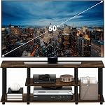 Furinno Turn-N-Tube TV Restez debout. 3-Tier Pas d'outils 3D Centre de divertissement, TV Console pour TV jusqu'à 50 Inch, pour le salon, Chambre, Amber Pine