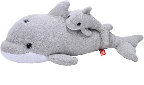 Miniatura 1 de Wild Republic Mom and Baby Dolphin, animal de peluche, 14 pulgadas, regalo para niños, juguete de peluche, botellas de agua recicladas de relleno de