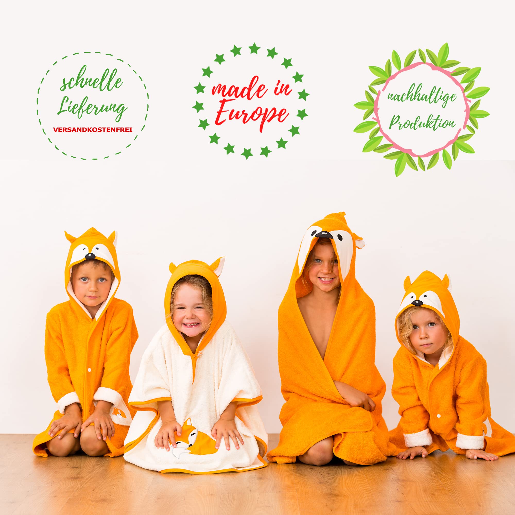 Smithy Kinderbademäntel Kinder Füchse los Natur 98/104
