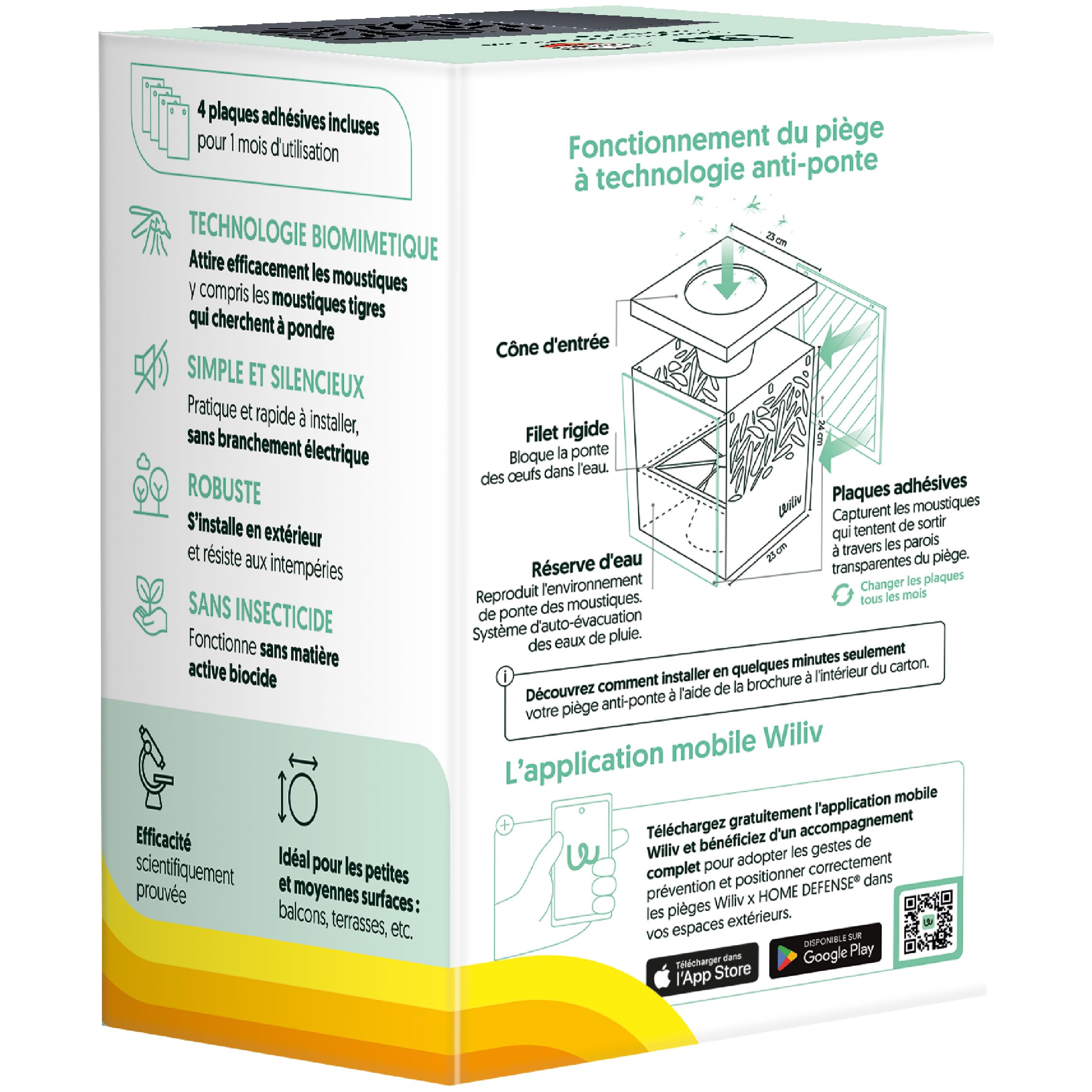 Wiliv x Home Defense Piège à Moustiques & Moustiques Tigres Anti-Ponte - Lot de 2 Pièges Extérieurs - Technologie par Biomimétisme - Idéal Balcon, Terrasse & Petits Espaces