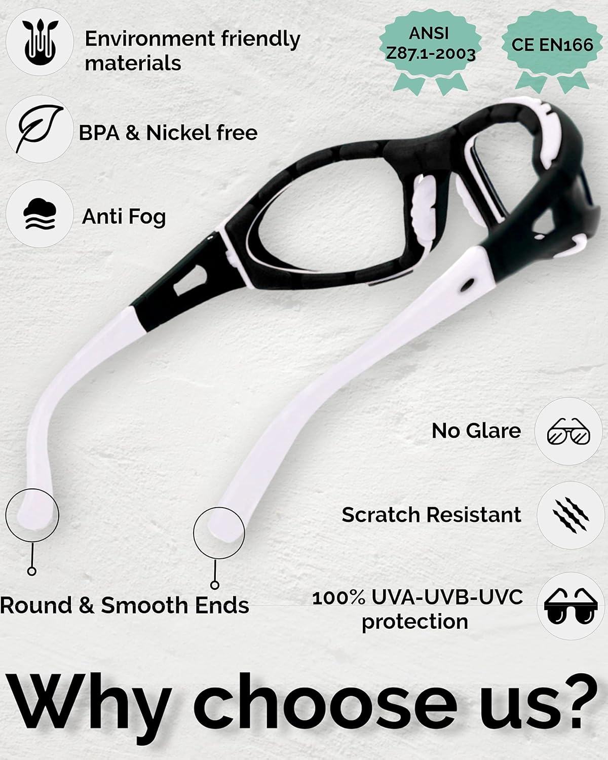 Green + White Goggles Bundle - Anti Fog - Anti Scratch - One Size Fit Protection