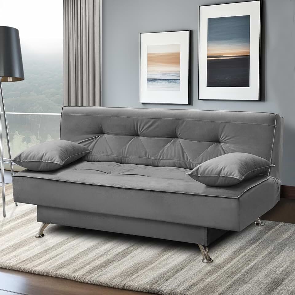 Sofá Cama 1,80m França Suede Cinza Adonai Estofados