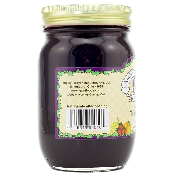 Amish Wedding All-Natural Old Fashioned Triple Berry Jam 18 Ounces (Pack of 1)