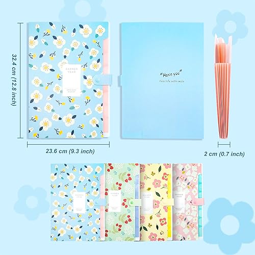 Miniatura 3 de POTTIIS Carpetas de archivo expandibles con diseño de flores, 8 bolsillos, paquete de 4, tamaño carta A4, material de poliéster, 12.8 x 9.3 pulgadas