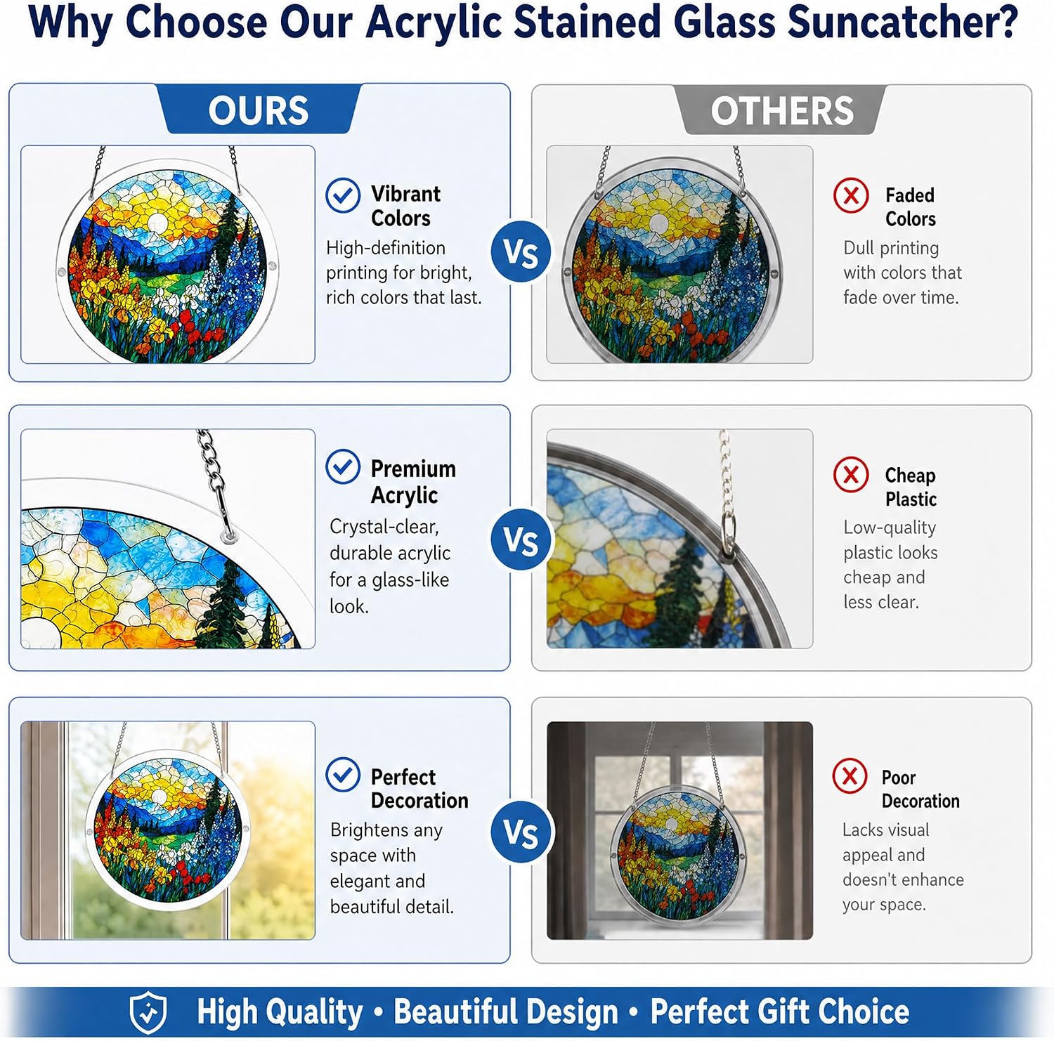 Acrylic Puzzle Suncatcher, Home & Garden Decor, 7.87 in BlossomSea