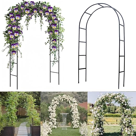 Garden Arch Trellis for Climbing Plants Outdoor - 4.6 * 7.8Ft, 100% Metal Sturdy Garden Arbor with Rust-Proof Coating, Garden Arch for Climbing Plants, Party Wedding Arch Decoration