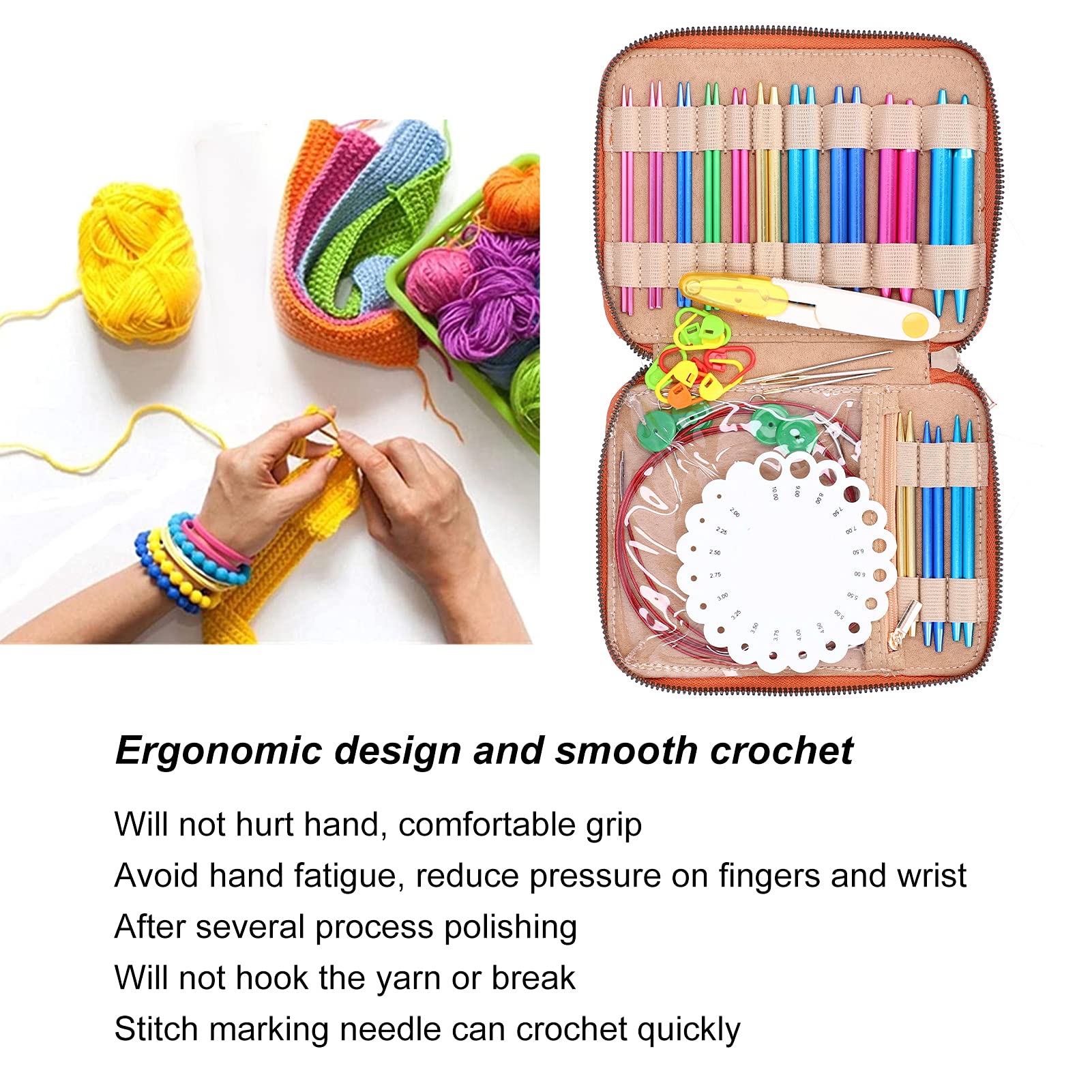 Holigie Juego de agujas para suéter, herramientas de tejer, kits de hilo para tejer, suministros de bricolaje, accesorios de arte manual, herramientas de arte para manualidades,