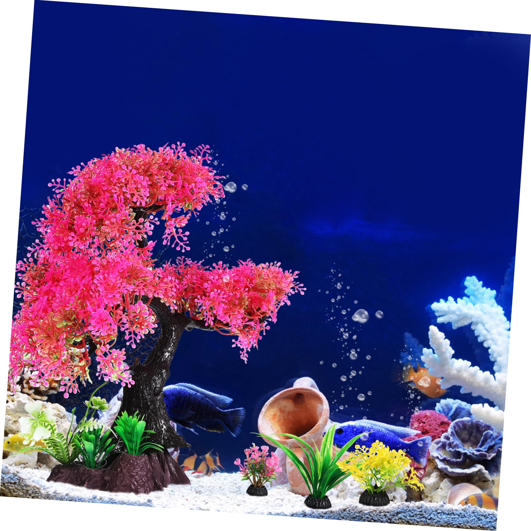 BESTonZON 30 Pezzi Acquatica Di Plastica Albero Di Pino Finte Piante D'Acquario Piante Da Serbatoio Di Pesci D'Acquario Realistico Decorazioni Per Serbatoio Di Pesce