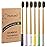 NUDUKO Biodegradable Charcoal Toothbrush Bamboo Toothbrushes - 6 Pack Eco-Friendly, Natural Wooden Tooth Brush, BPA Free Travel Size Organic Soft Bristle Toothbrushes for Adults, Cone Handle