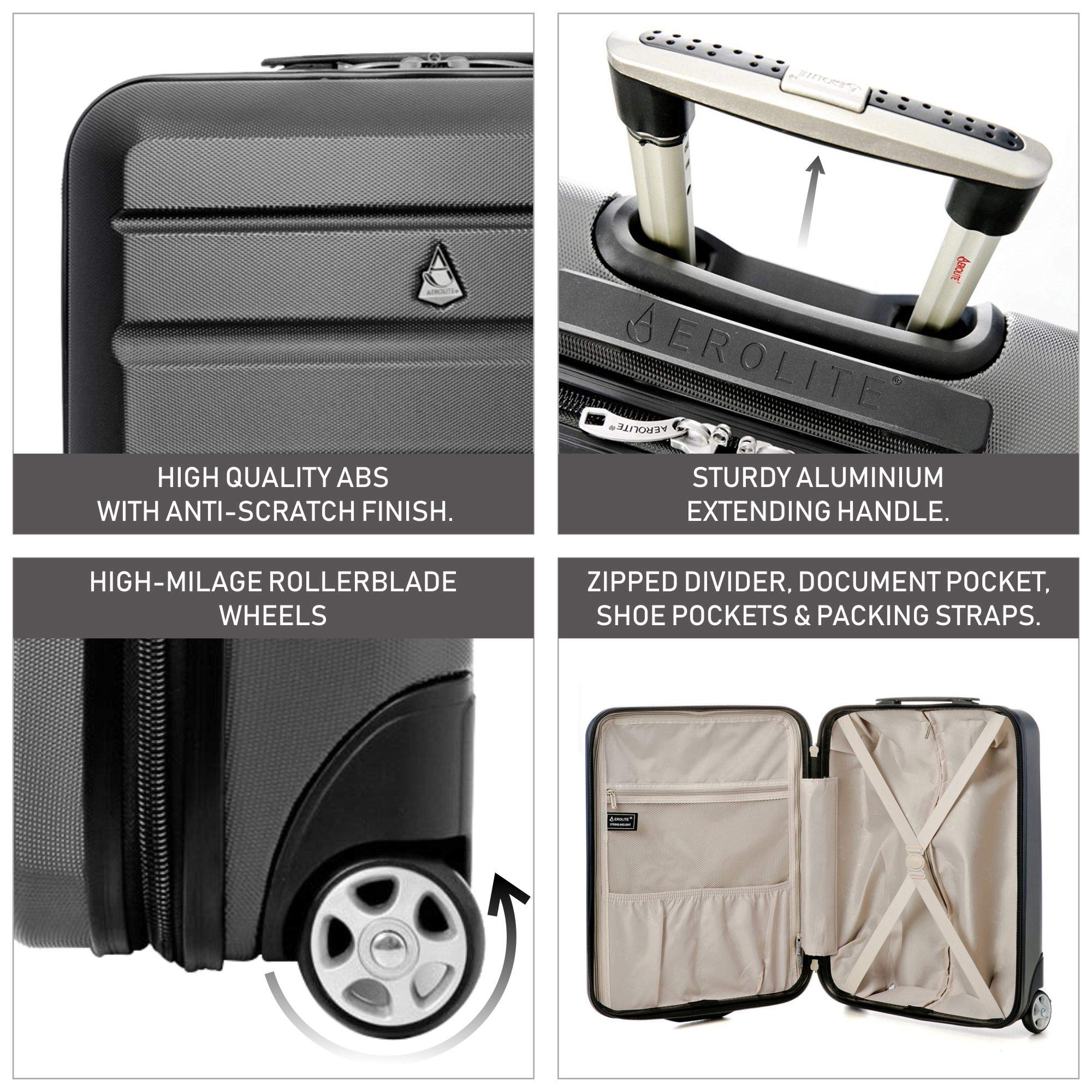 55x40x20cm Ryanair Priority Maximum Hard Shell Hand Cabin Luggage Suitcase 55x40x20 with 2