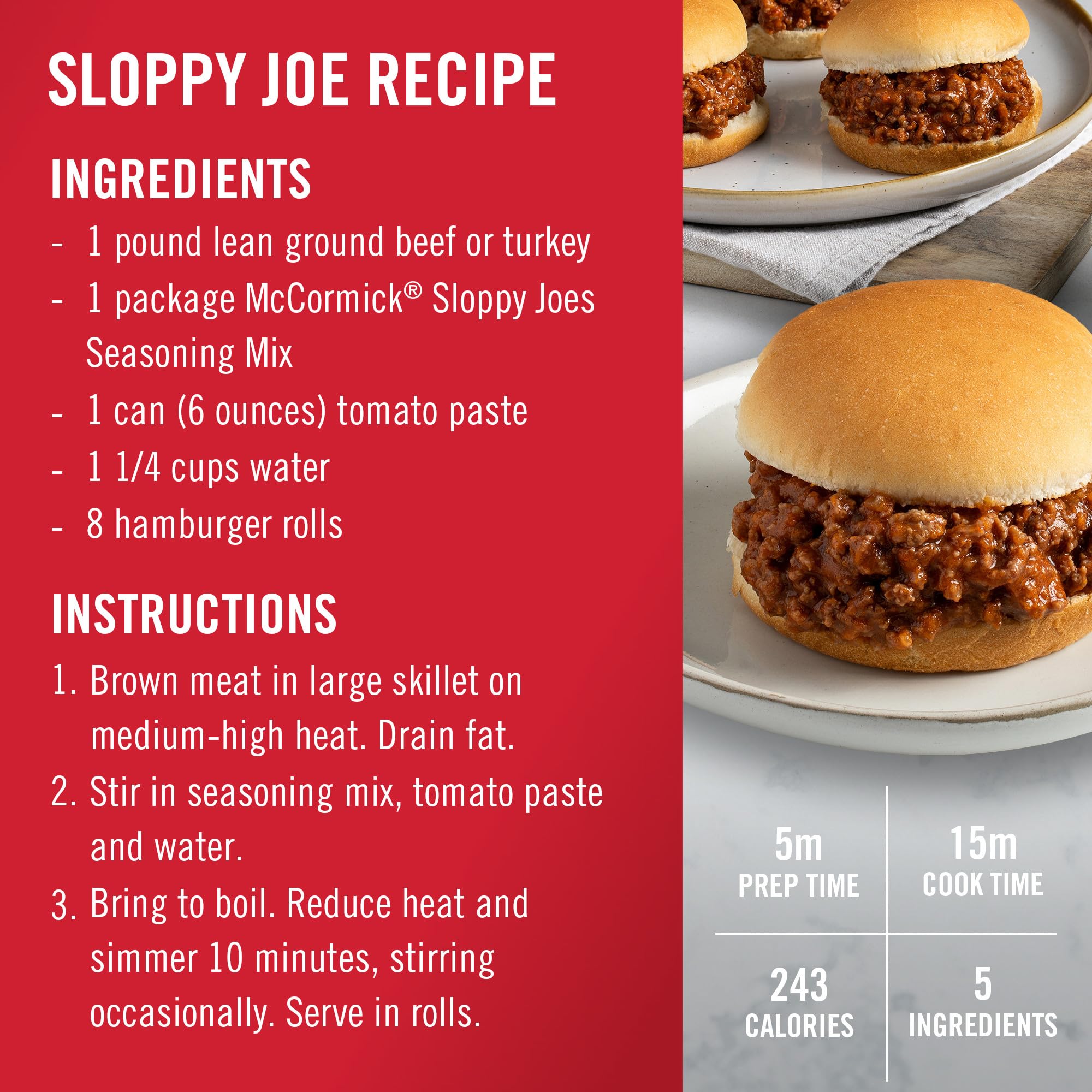 McCormick Sloppy Joe Mix, (1) 1.31 oz. packet