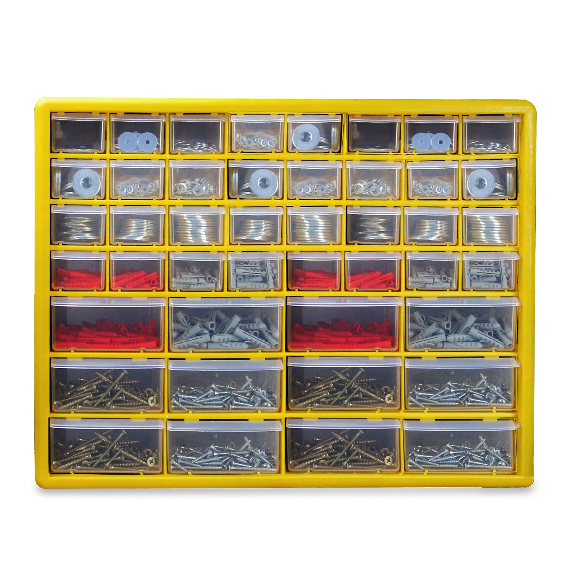 44-Drawer Parts Organiser Cabinet – Wall-Mountable or Freestanding Screw & Craft Storage Unit | 32 Small + 12 Large Drawers | Garage, Shed & Workshop Organiser | Pukkr