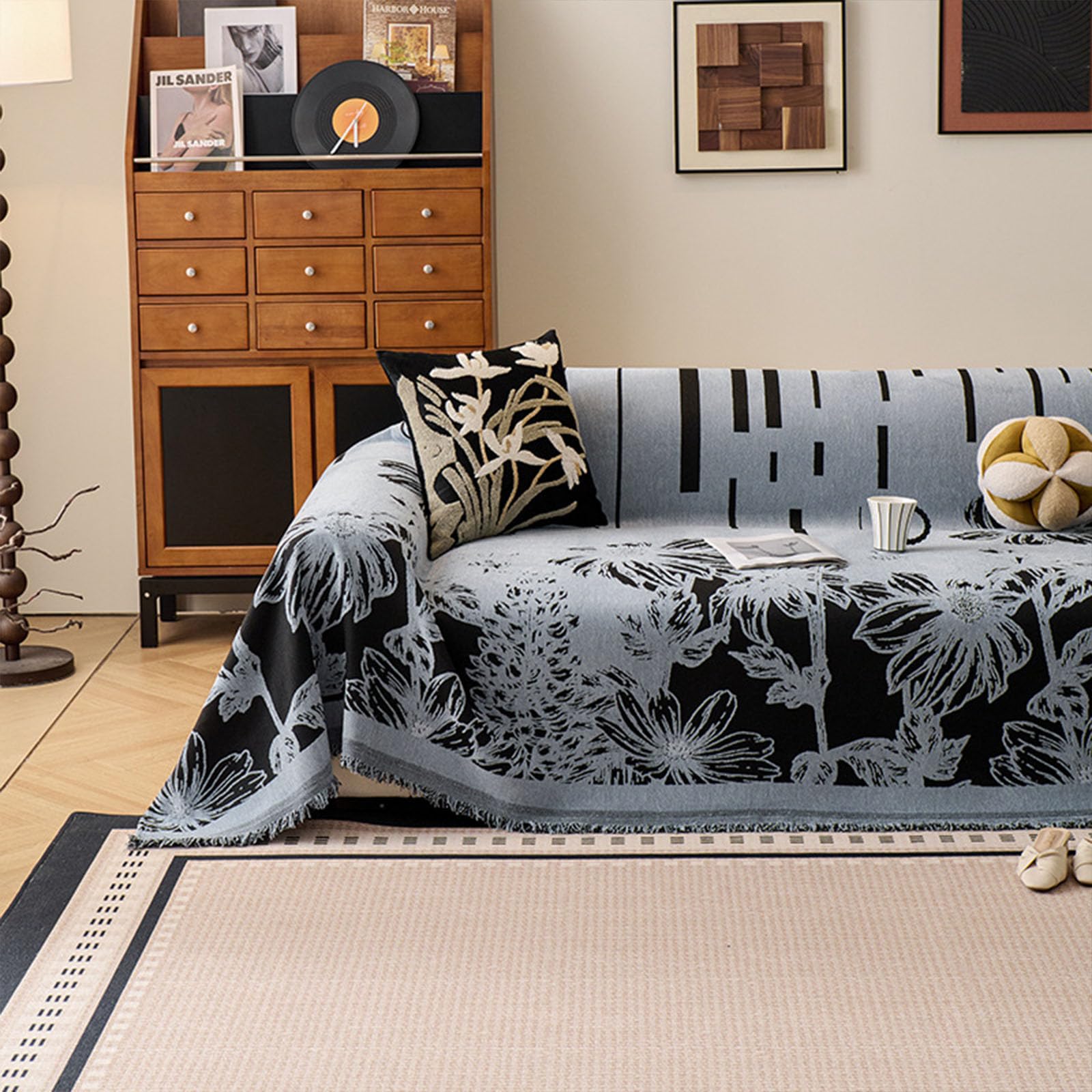 Housse de canapé en chenille florale pour animaux de compagnie