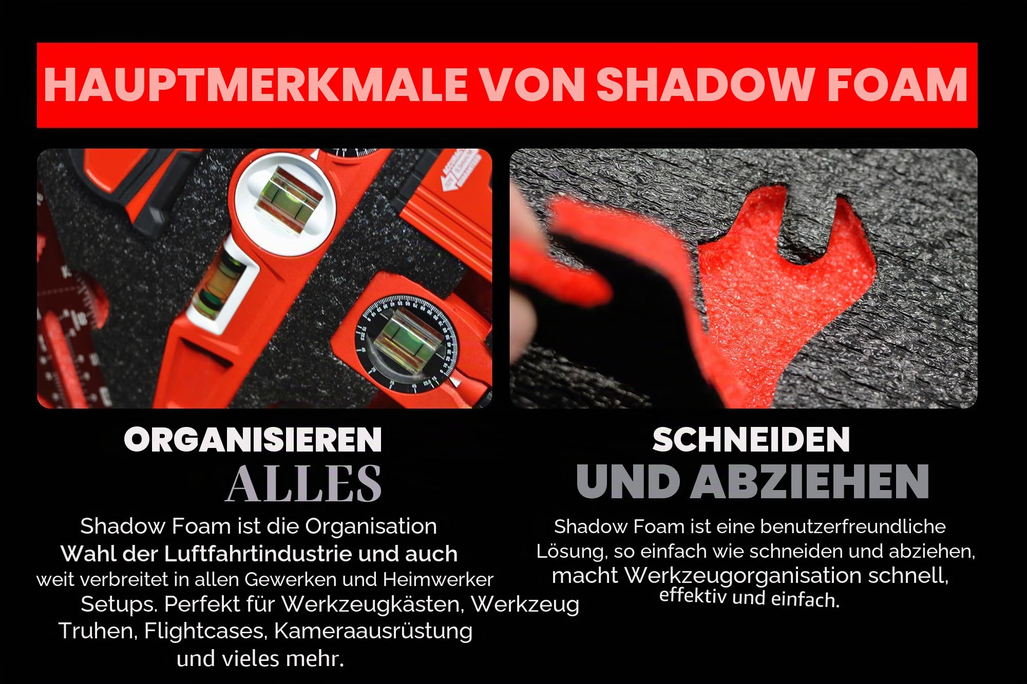 Shadow Foam – Makpac Einsatz [Doppelpack] Anpassbarer Schaumstoff für Makpac Modular-Systeme | Ideal für Lean, 5S, Kaizen & Custom Organizer (50 mm, Blaugrün)