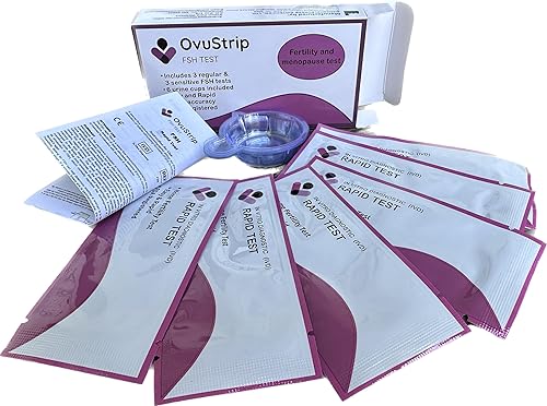 Miniatura 3 de OvuStrip FSH (hormona estimulante del folículo) la única prueba rápida de orina que tiene 3 pruebas ultra sensibles (10 mUIml) + 3 pruebas regulares